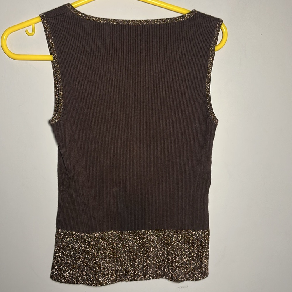 Brown and Gold metallic sweater tank top - Picture 4 of 5